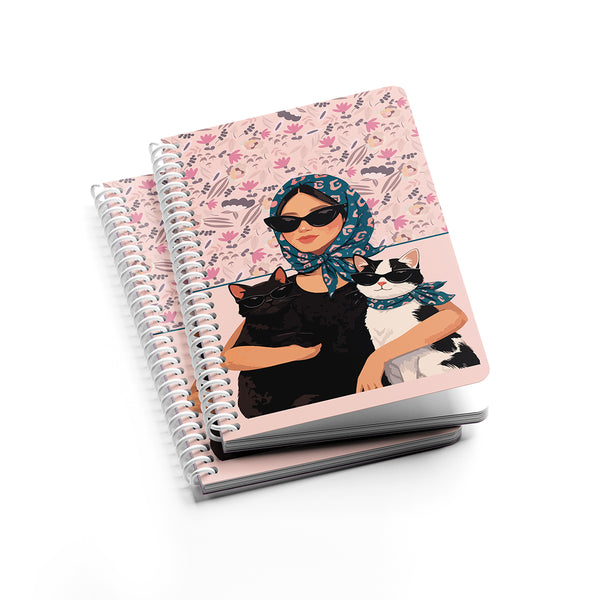 A5 Notebook Collection, Chic Cat Lady 🌸🐾 - Borg El Arab Press